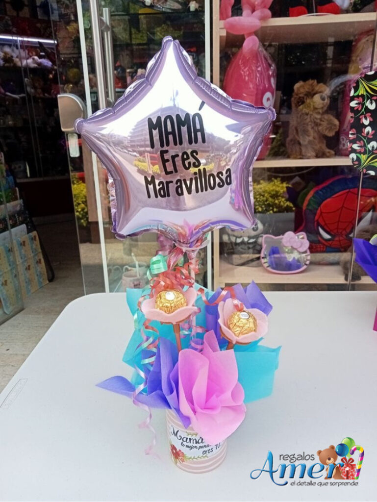 mini arreglo flores chocolates